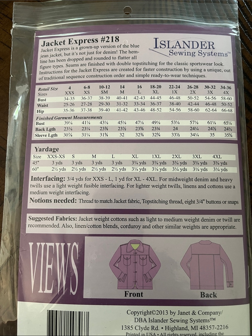 Islander Red Printed Jean Jacket Pattern - Picture 2 of 2